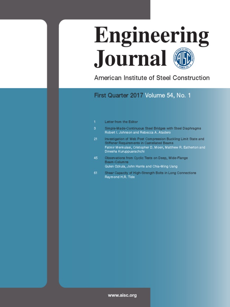 Engineering Journal - First Quarter 2017 | PDF | Structural Steel ...