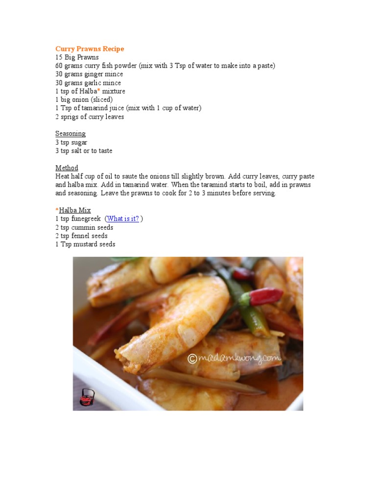 Kerala Jhinga Curry with Halba Mix | PDF | Cooking, Food & Wine