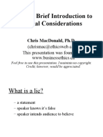 Lying: A Brief Introduction To Ethical Considerations: Chris Macdonald, PH.D