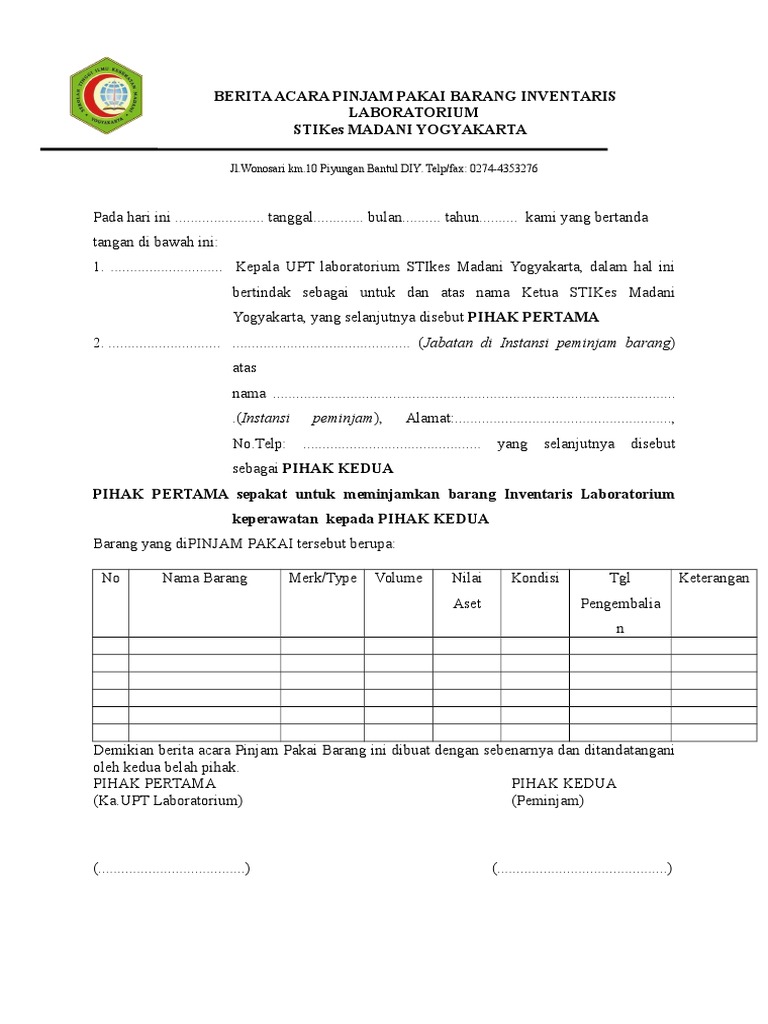 35+ Contoh surat berita acara peminjaman alat terbaru terbaik