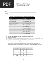 CS398 Exam 3, 2 Chance December 17th, 2012: Circle The Section That Attend (So We Can Hand Back Your Exam)