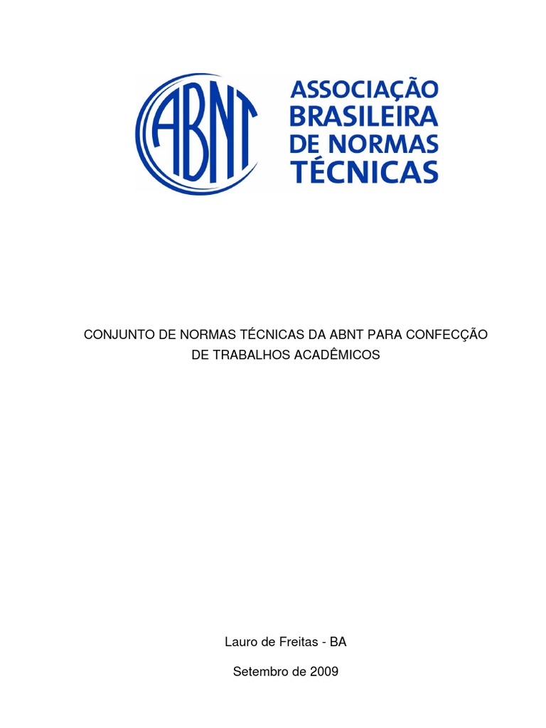 Conjunto de Normas Tecnicas Da Abnt para Confeccao de Trabalhos ...