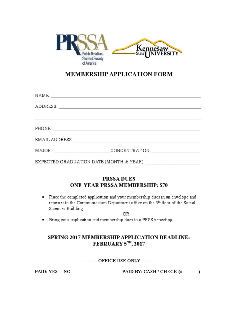 Prssa Membership Application Spring 2017 | PDF | Career & Growth | Business