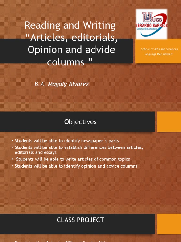 Articles, Opinion Columns, News Essays Newspapers