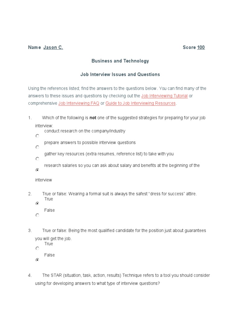 Job Interview Preparation Guide | PDF | Job Interview | Psychological ...