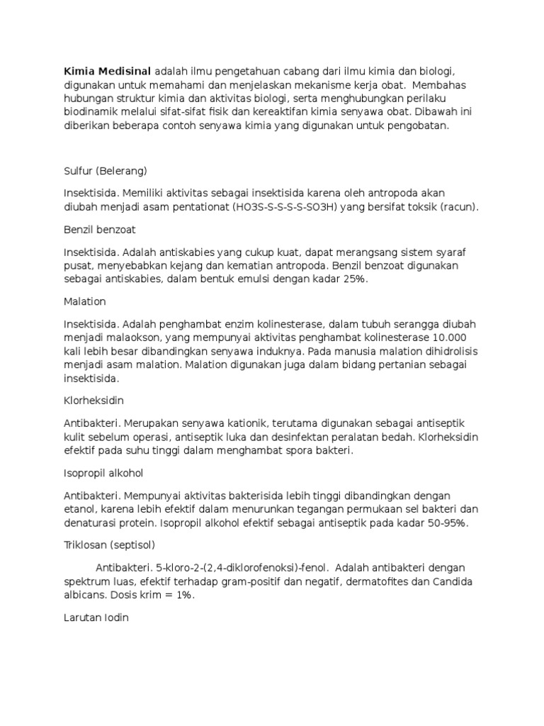 Kimia Medisinal Adalah Ilmu Pengetahuan Cabang Dari Ilmu ...