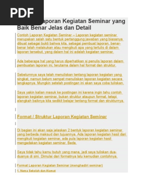 Contoh Laporan Kegiatan Seminar Yang Baik Benar Jelas Dan Detail