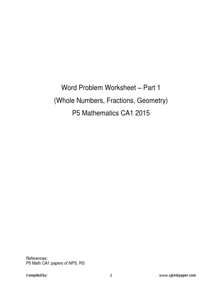 P5 Maths Word Problems Worksheet | PDF | Teaching Mathematics