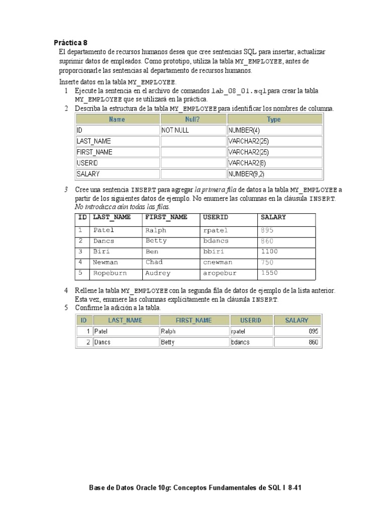Sentencias SQL para Gestión de Empleados | PDF | Tabla (base de datos ...