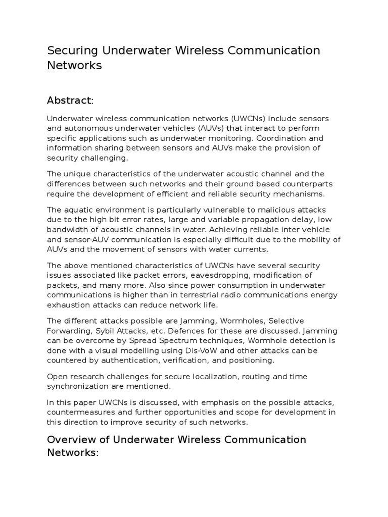 Security Challenges in UW Wireless Networks | PDF | Telecommunications ...