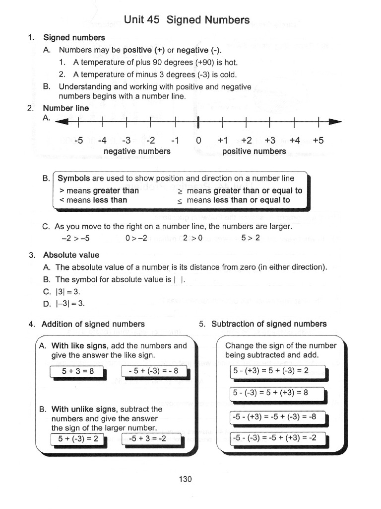 Unit 45 Signed Numbers: +1 +2 +3 +4 Positivenumbers | PDF | Numbers ...