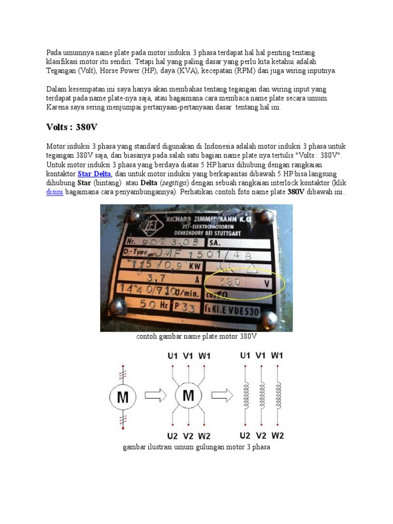 Cara Membaca Name Plate Motor Induksi 3 Fasa PDF