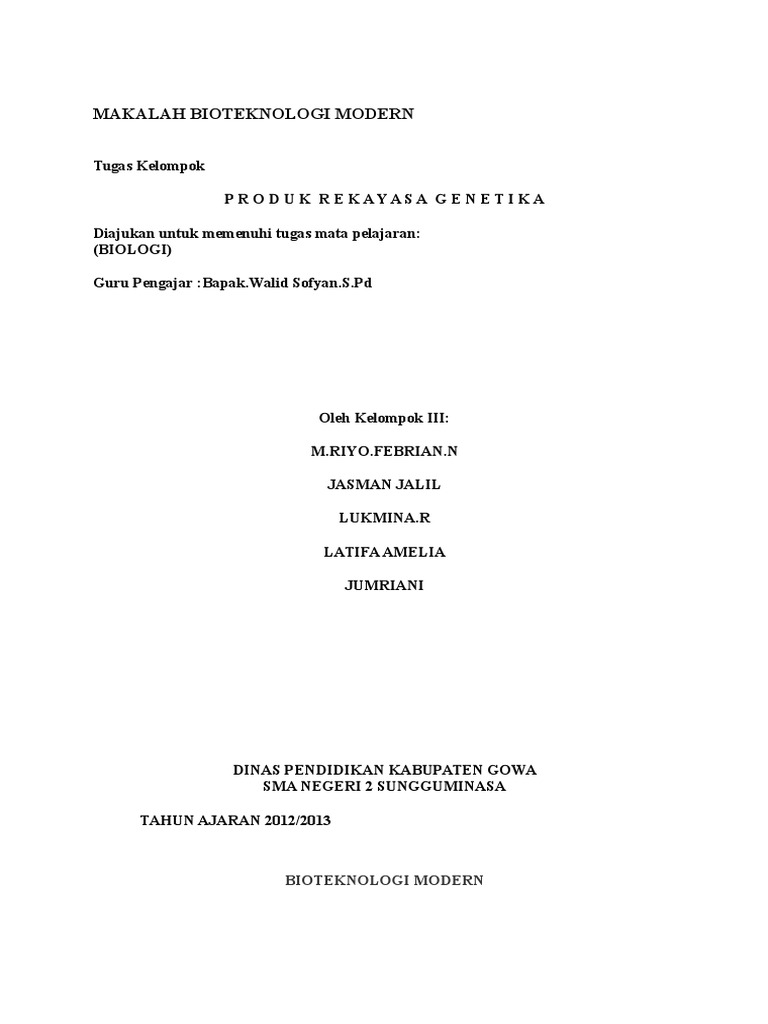 Makalah Bioteknologi Modern