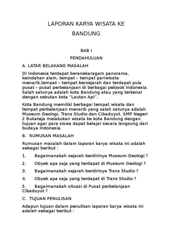 Laporan Karya Wisata Ke Pdf