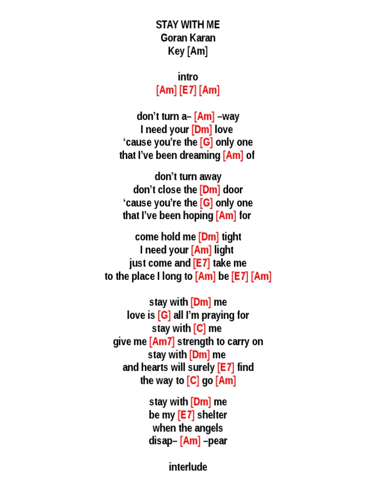 Stay With Me Goran Karan Am