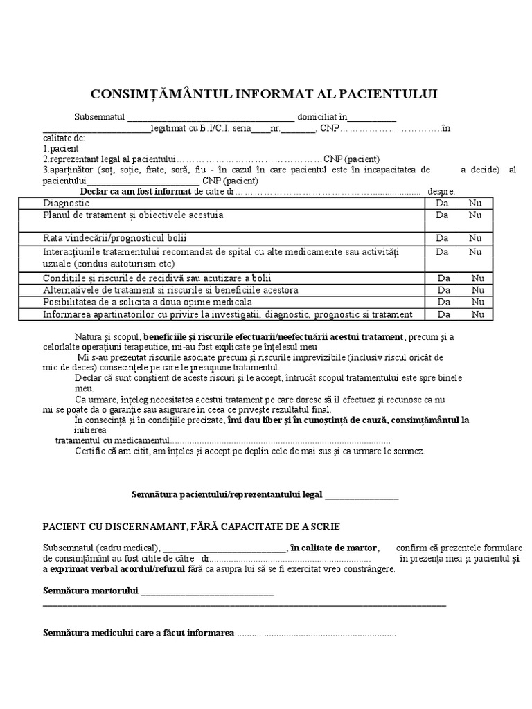 Anexa 2 - Consimtamant Informat Pacient | PDF