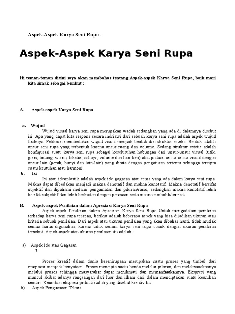 Aspek Seni Rupa