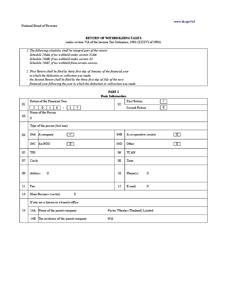 Withholding Tax Return Guidelines BD | PDF | Tax Deduction ...