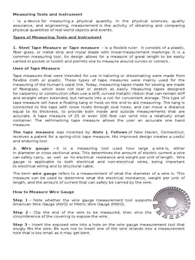 Measuring Tools and Instrument | PDF | Scientific Observation ...