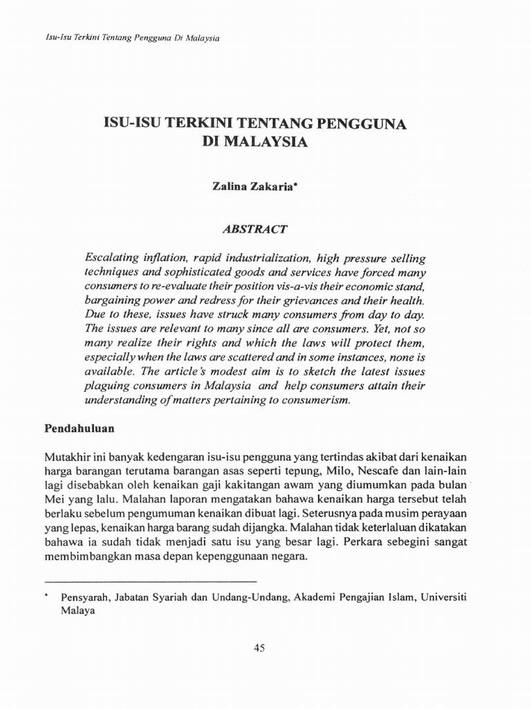 Isu-Isu Terkini Tentang Pengguna Di Malaysia  PDF