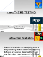 Hypothesis Testing: Presented by - : Mrs. Kiran Soni, Assistant Professor