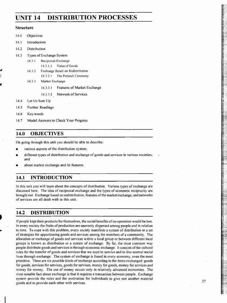 Unit 14 Distribution Processes: Structure | PDF | Sales | Market ...