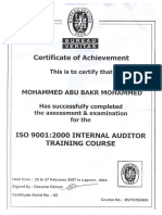 ISO 9001 Training Certificate PDF