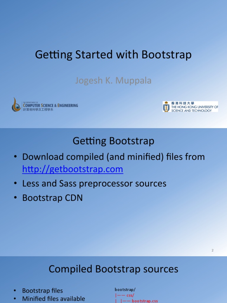 Ge Ng Started With Bootstrap Jogesh K Muppala