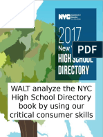WALT Analyze The NYC High School Directory Book by Using Our Critical Consumer Skills