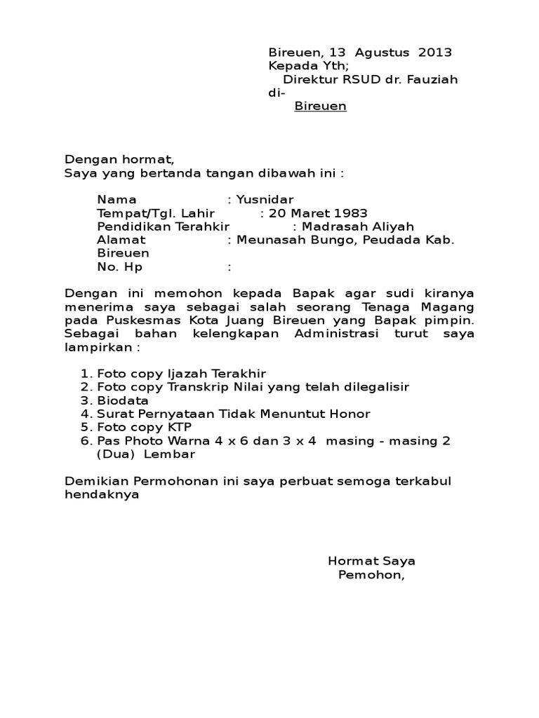Surat Permohonan Kerja Guru Honor - Selangor j