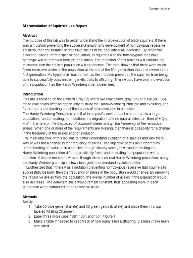Hardy-Weinberg and Eastern Gray Squirrels | PDF | Allele | Dominance ...