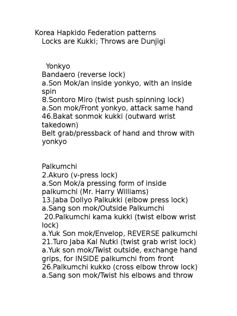 Korea Hapkido Federation Patterns | PDF | Combat Sports | Individual Sports