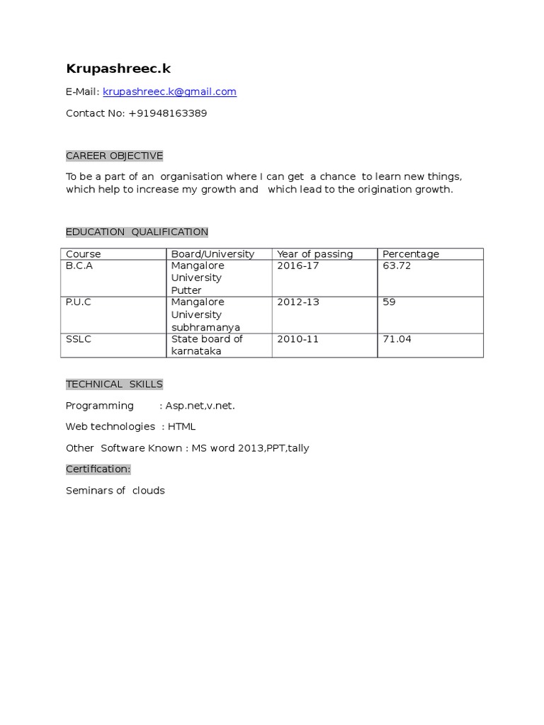 Krupa | PDF | Career & Growth | Computers