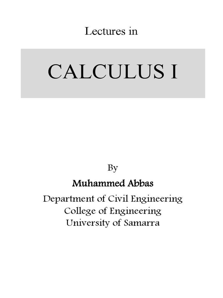 Calculus I Lectures | PDF