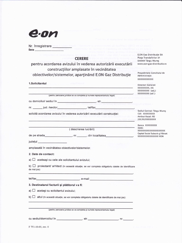 Cerere Aviz Eon Gaz - Iasi | PDF