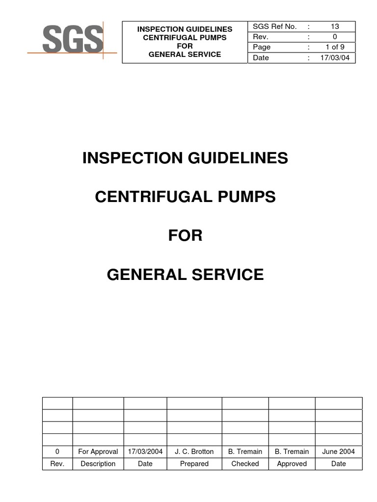 Inspection Guidelines for Centrifugal Pumps | PDF | Pump ...