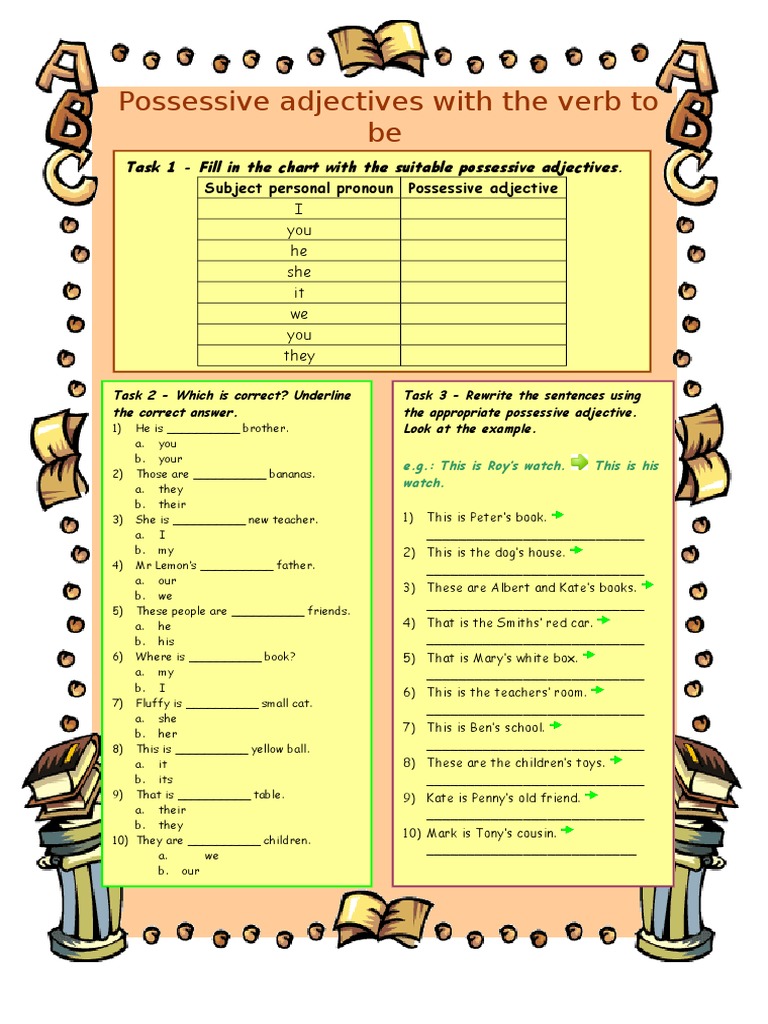 Possessive Adjectives Exercises Guide | PDF | Adjective | Verb