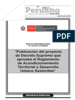 Proyecto de Reglamento de Acondicionamiento Territorial y Desarrollo Urbano Sostenible