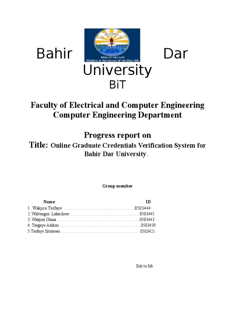 bahir dar university thesis format