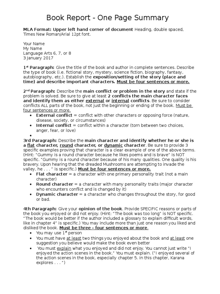 Summary writing examples with answers picture