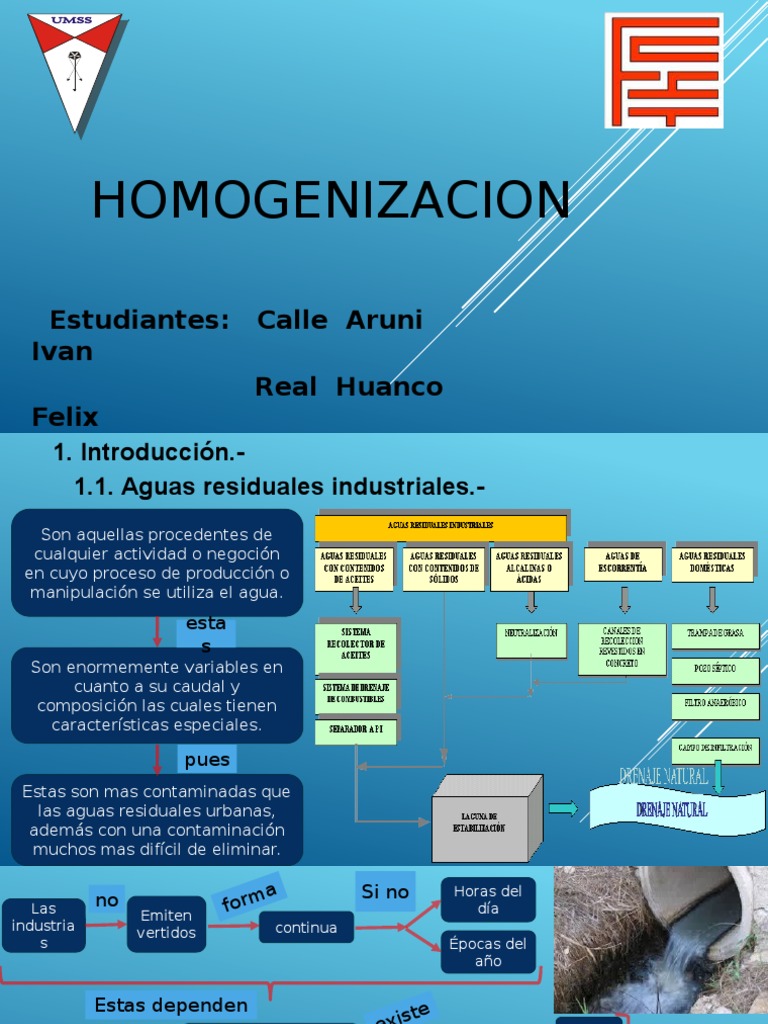 HOMOGENIZACION PRESENTACION | Aguas residuales | Agua