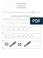 Creative Mind CDC Nursery Level Activity Sheet # 7