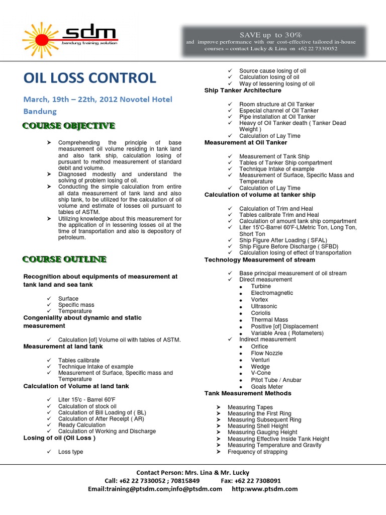 Oil Loss Control PDF Oil Tanker Petroleum