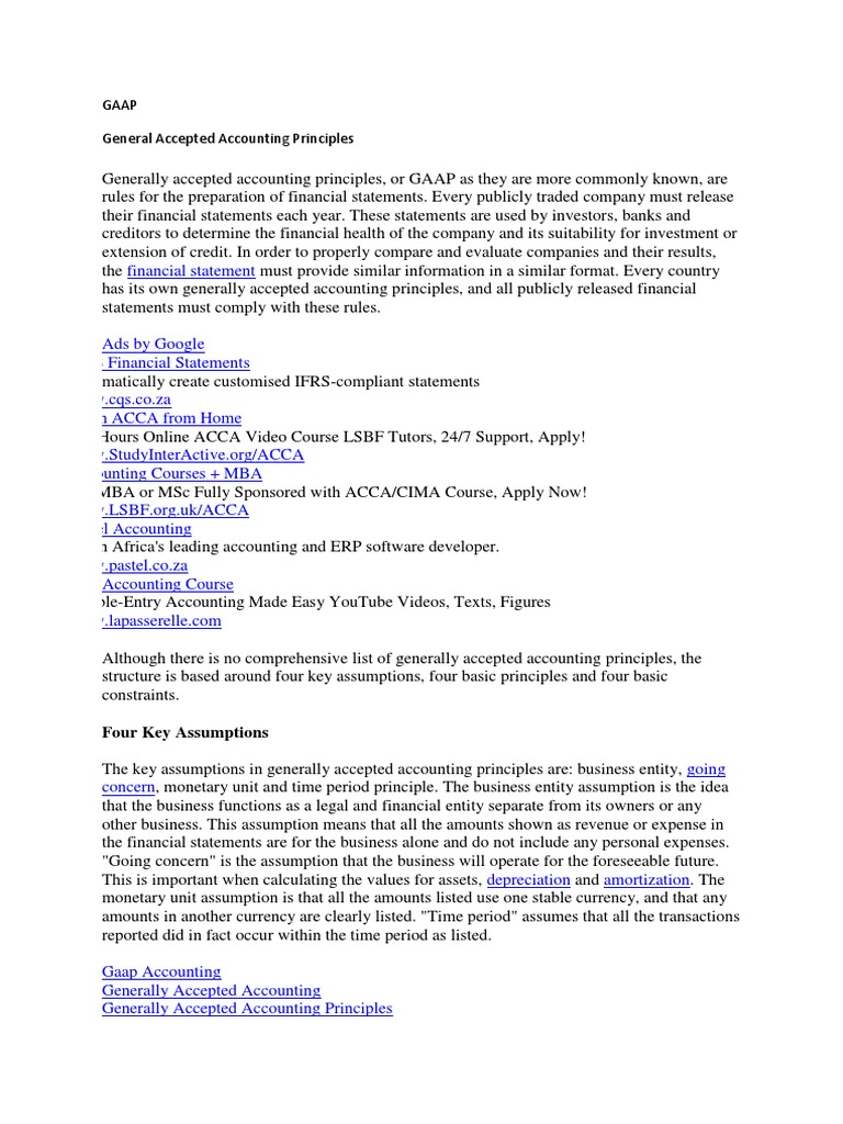 gaap_info (1) Generally Accepted Accounting Principles (United States