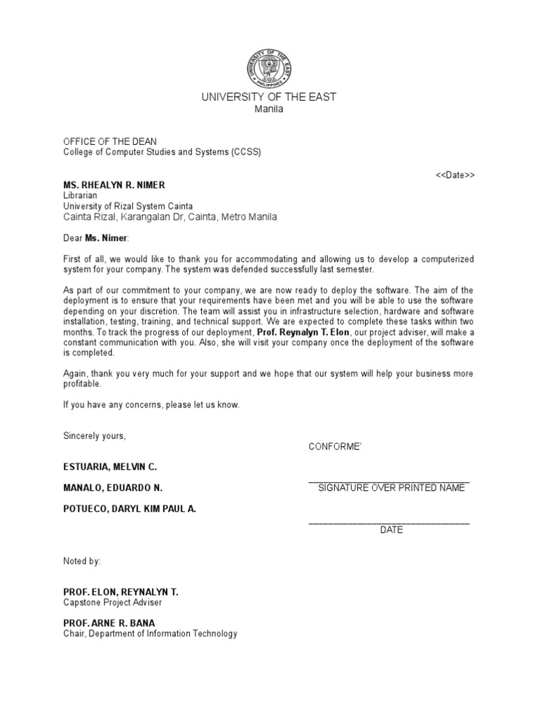Software Deployment Notification Letter | PDF | Information Technology ...