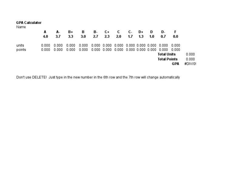 GPA Calculator PDF