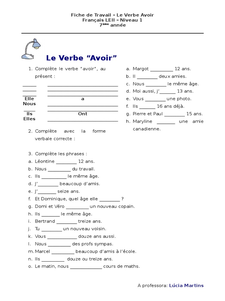 Exercices sur le Verbe Avoir | PDF