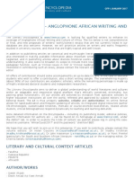 CFP - Anglophone African Writing and Culture