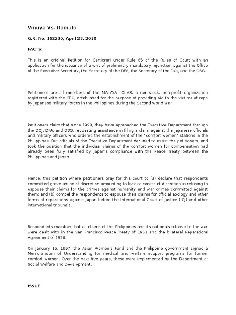 Vinuya V. Romulo Case Digest