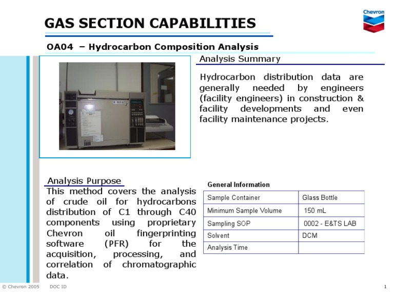 Gas Section Capabilities: OA04 - Hydrocarbon Composition Analysis | PDF